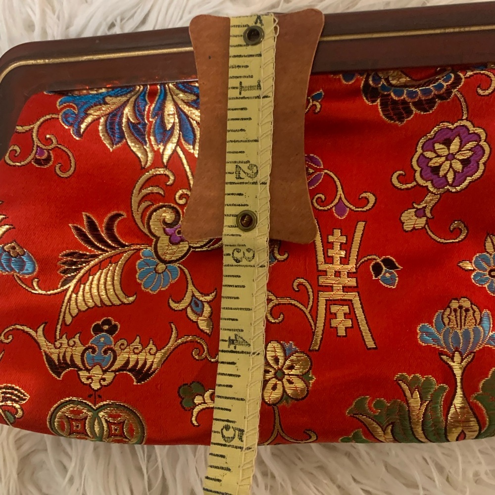 Elegant Red Floral Clutch vintage Chinese brocade - Picture 7 of 7